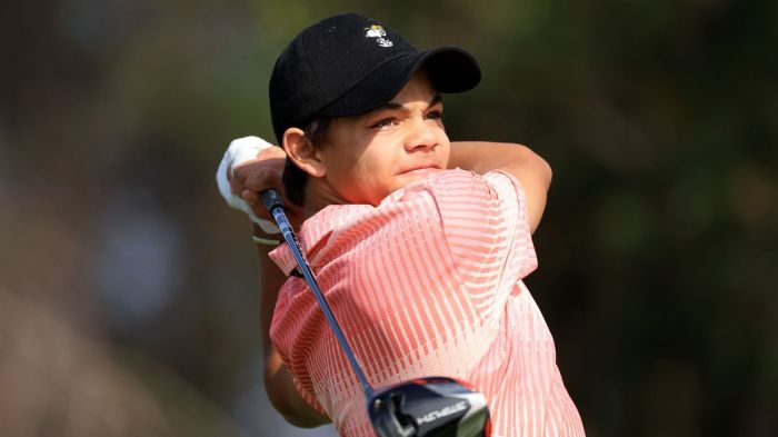 Golf charlie woods wins his first american junior golf association title