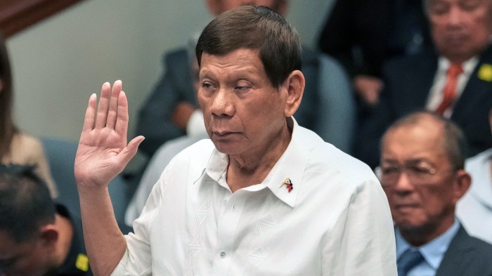 Former Philippine President Rodrigo Duterte arrested at airport on ICC ... Philippines duterte arrest icc warrant