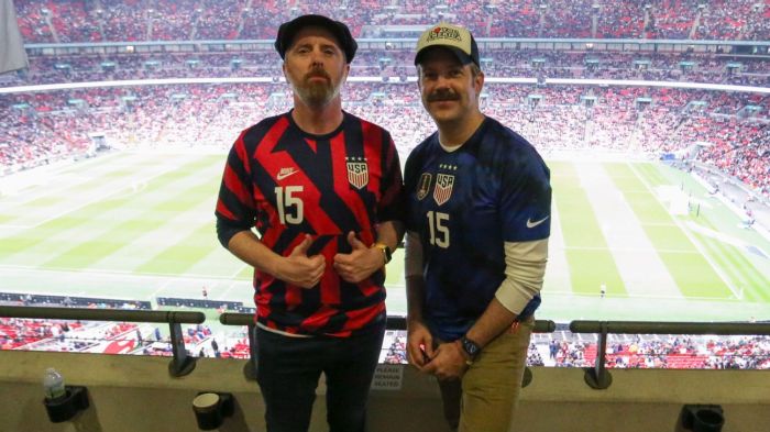 Here's What Makes Ted Lasso the Show the World Needs Right Now Ted lasso stars tell los angeles surrender world cup vibe