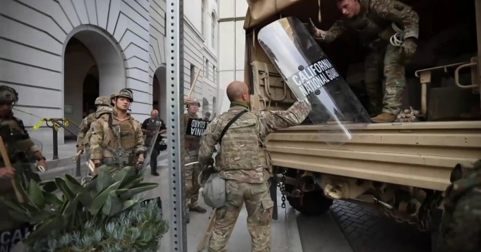 Amid protests and looting, L.A. calls on the National Guard - Los ... Trump newsom national guard california los angeles protests legal challenge